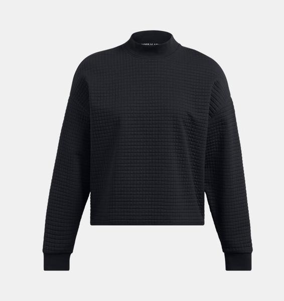 Siyah Kadın UA Unstoppable Fleece Grid Mock Uzun Kollu Sweatshirt