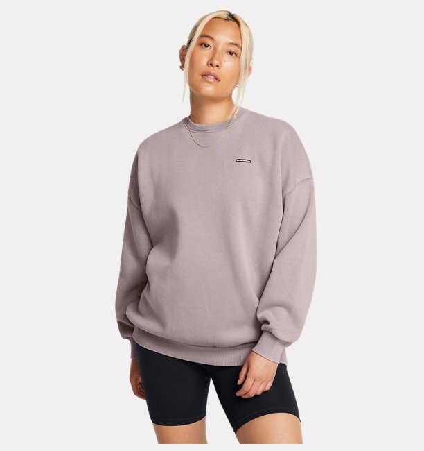 Kadın UA Icon Heavyweight Fleece Oversized Bisiklet Yaka Sweatshirt Gri