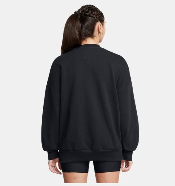 Siyah Kadın UA Icon Heavyweight Terry Oversized Bisiklet Yaka Sweatshirt