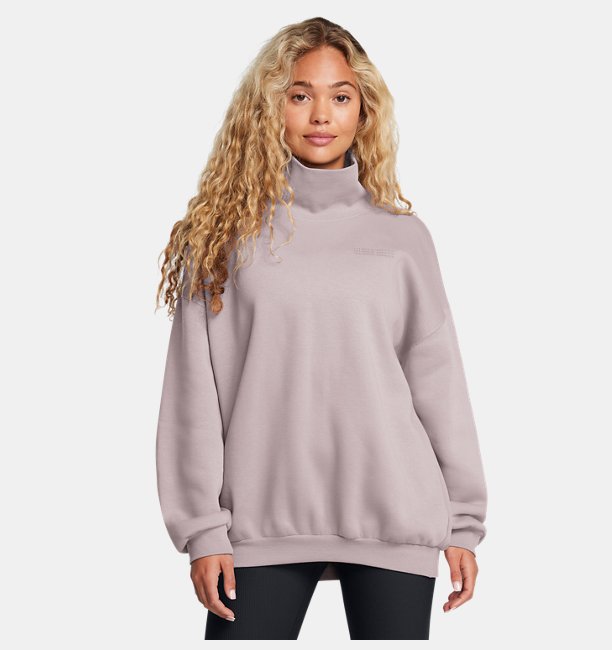 Kadın UA Icon Fleece Oversized Mock Bisiklet Yaka Sweatshirt Gri