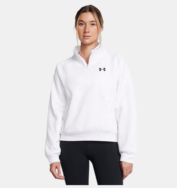 Kadın UA Armour Fleece Pro Çeyrek Fermuarlı Sweatshirt Beyaz