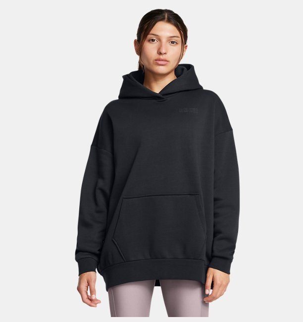 Kadın UA Icon Fleece Ultra Oversized Kapüşonlu Üst Siyah