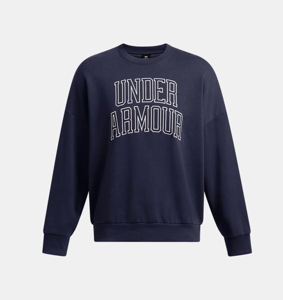 Lacivert Erkek UA Icon Heavyweight Terry Oversized Bisiklet Yaka Sweatshirt