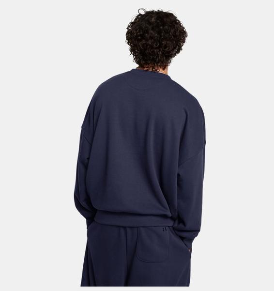 Lacivert Erkek UA Icon Heavyweight Terry Oversized Bisiklet Yaka Sweatshirt