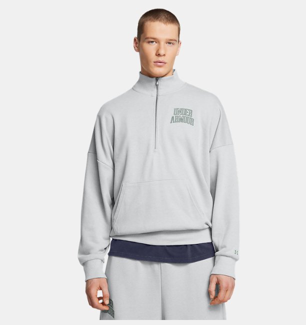 Erkek UA Icon Heavyweight Terry Oversized 1/2 Fermuarlı Sweatshirt Gri