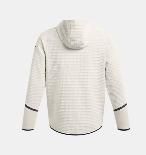 Beyaz Erkek UA Unstoppable Fleece Grid Tam Fermuarlı Sweatshirt