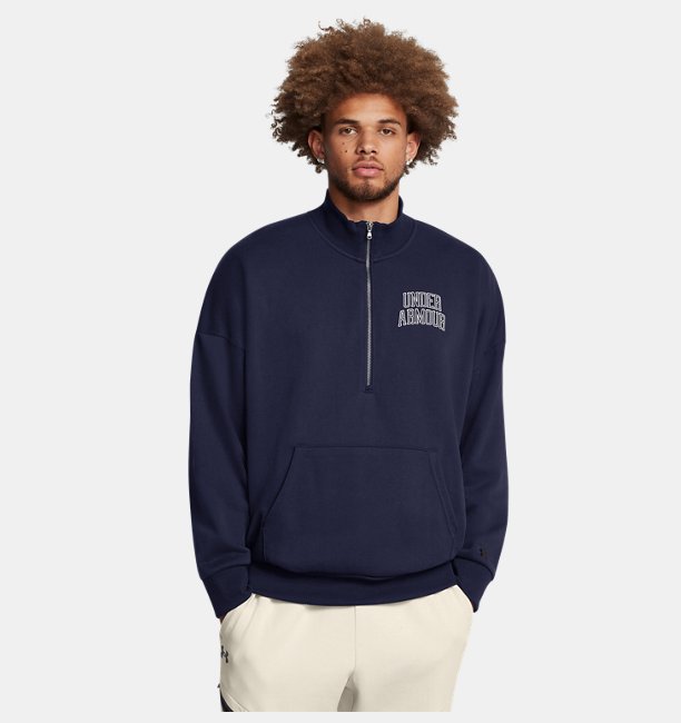 Erkek UA Icon Heavyweight Terry Oversized 1/2 Fermuarlı Sweatshirt Lacivert