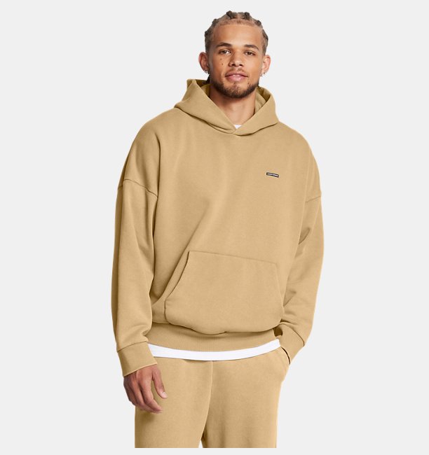 Erkek UA Icon Heavyweight Fleece Wash Oversized Kapüşonlu Üst Kahverengi