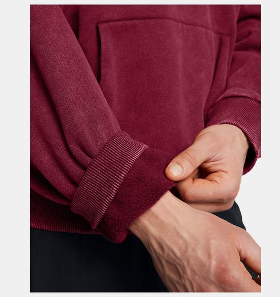 Bordo Erkek UA Icon Heavyweight Fleece Wash Oversized Kapüşonlu Üst