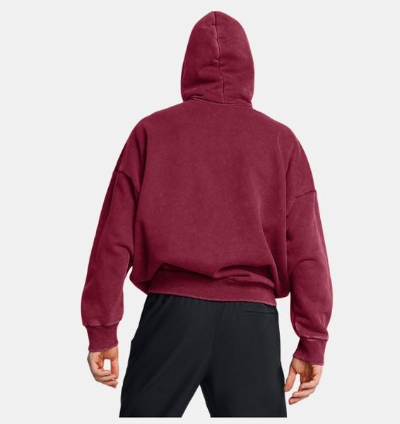 Bordo Erkek UA Icon Heavyweight Fleece Wash Oversized Kapüşonlu Üst