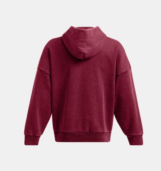 Bordo Erkek UA Icon Heavyweight Fleece Wash Oversized Kapüşonlu Üst