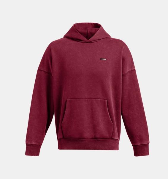 Bordo Erkek UA Icon Heavyweight Fleece Wash Oversized Kapüşonlu Üst