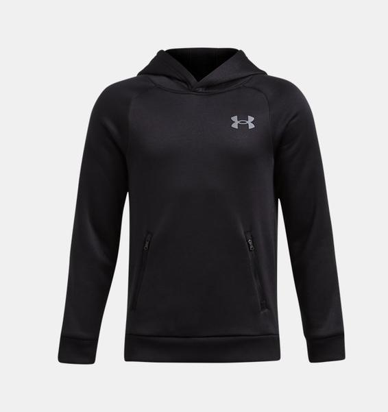 Siyah Çocuk UA Armour Fleece Pro Kapüşonlu Üst