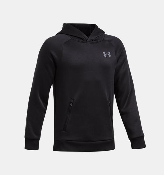 Siyah Çocuk UA Armour Fleece Pro Kapüşonlu Üst