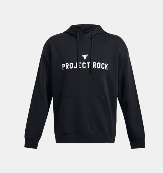 Siyah Erkek UA Project Rock Icon Fleece Kapüşonlu Üst