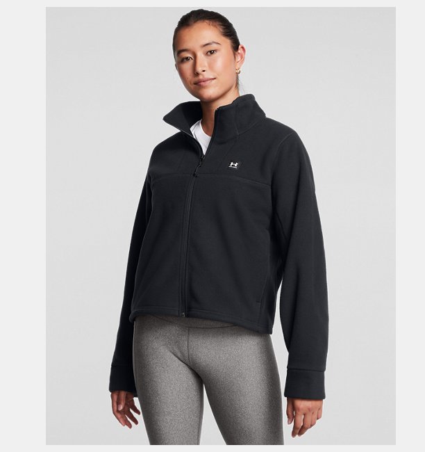 Kadın UA Expanse Fleece Tam Fermuarlı Sweatshirt Siyah