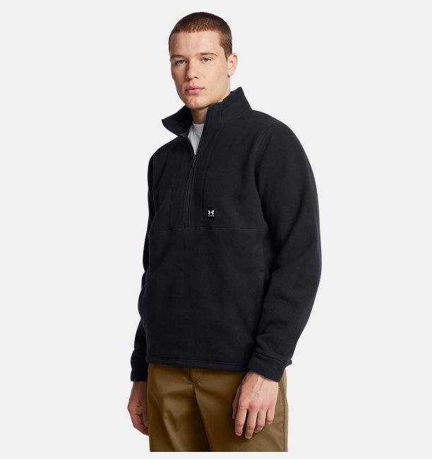 Erkek UA Expanse Fleece Yarım Fermuarlı Sweatshirt Siyah