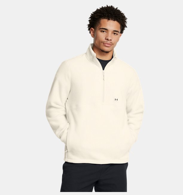 Erkek UA Expanse Fleece Yarım Fermuarlı Sweatshirt Beyaz