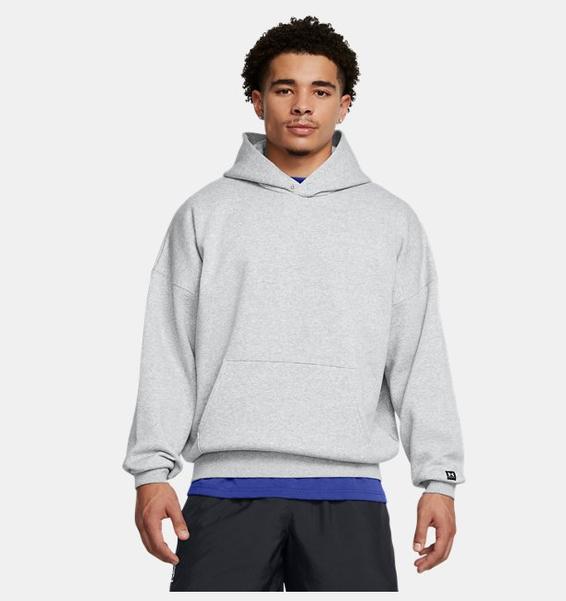 Gri Erkek UA Icon Fleece Oversized Kapüşonlu Üst