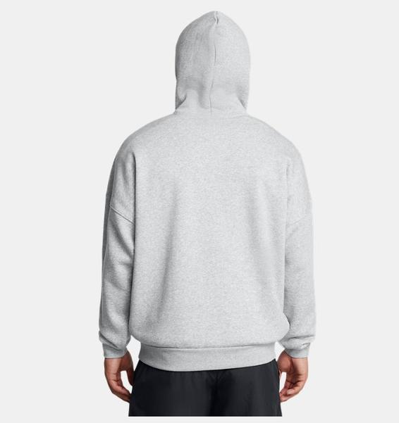 Gri Erkek UA Icon Fleece Oversized Kapüşonlu Üst