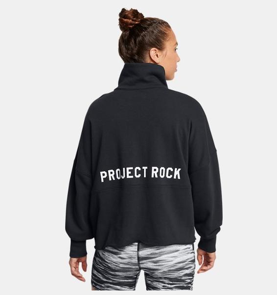 Siyah Kadın UA Project Rock Yarım Fermuarlı Sweatshirt