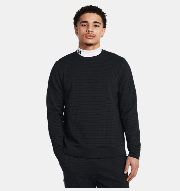 Erkek UA Unstoppable Fleece Grid Bisiklet Yaka Sweatshirt Siyah