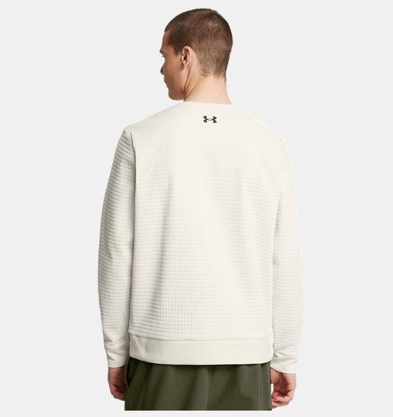 Beyaz Erkek UA Unstoppable Fleece Grid Bisiklet Yaka Sweatshirt