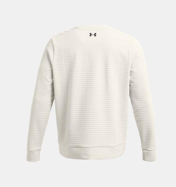 Beyaz Erkek UA Unstoppable Fleece Grid Bisiklet Yaka Sweatshirt