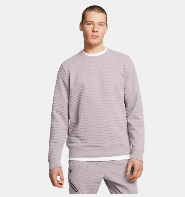 Erkek UA Unstoppable Fleece Grid Bisiklet Yaka Sweatshirt Gri