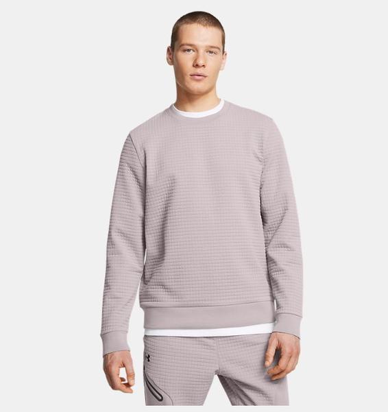 Gri Erkek UA Unstoppable Fleece Grid Bisiklet Yaka Sweatshirt