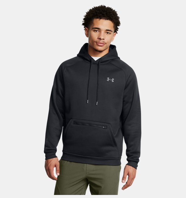 Erkek UA Armour Fleece Pro Kanga HD Sweatshirt Siyah