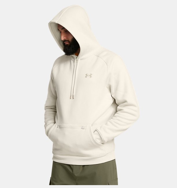 Erkek UA Armour Fleece Pro Kanga HD Sweatshirt Beyaz