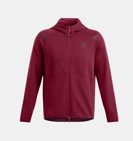 Bordo Erkek UA Unstoppable Fleece Tam Fermuarlı HD EU Sweatshirt