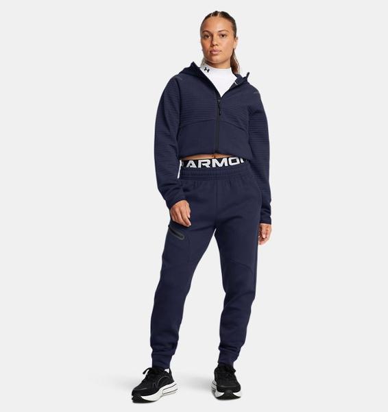 Lacivert Kadın UA Unstoppable Fleece Grid Tam Fermuarlı Sweatshirt