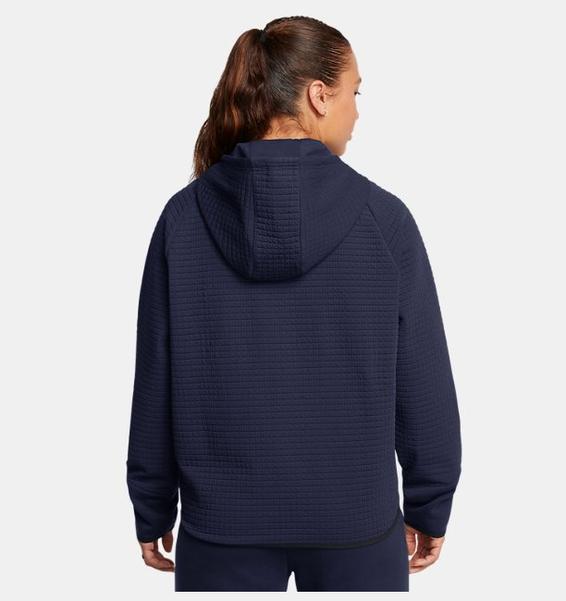 Lacivert Kadın UA Unstoppable Fleece Grid Tam Fermuarlı Sweatshirt