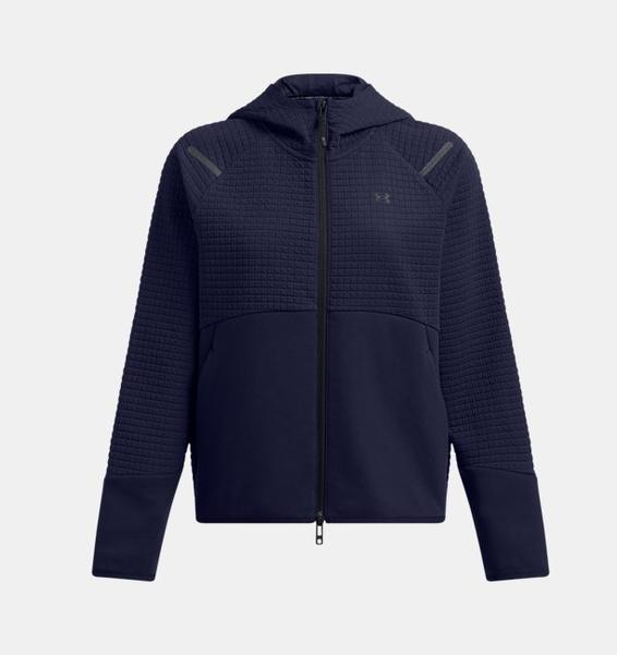 Lacivert Kadın UA Unstoppable Fleece Grid Tam Fermuarlı Sweatshirt