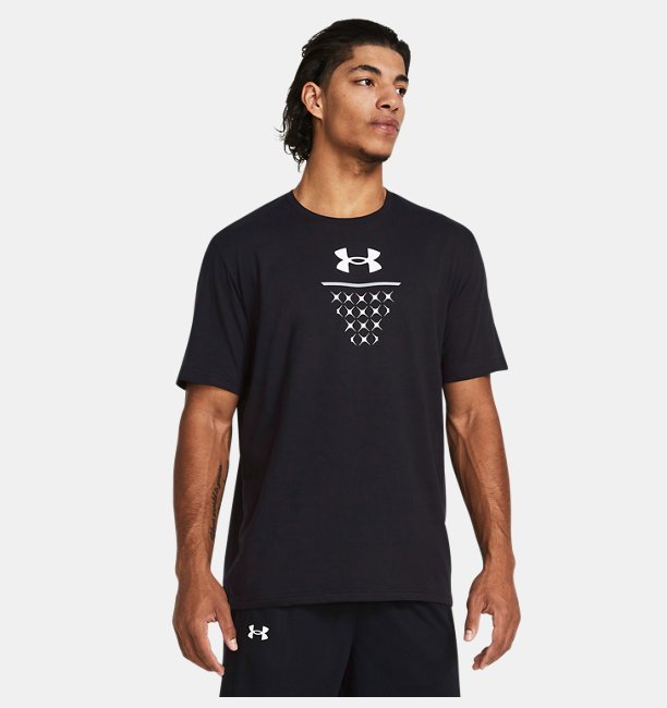 Erkek UA Bball Net Icon Kısa Kollu Tişört Siyah