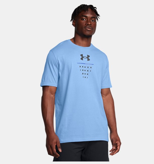 Erkek UA Bball Net Icon Kısa Kollu Tişört Mavi