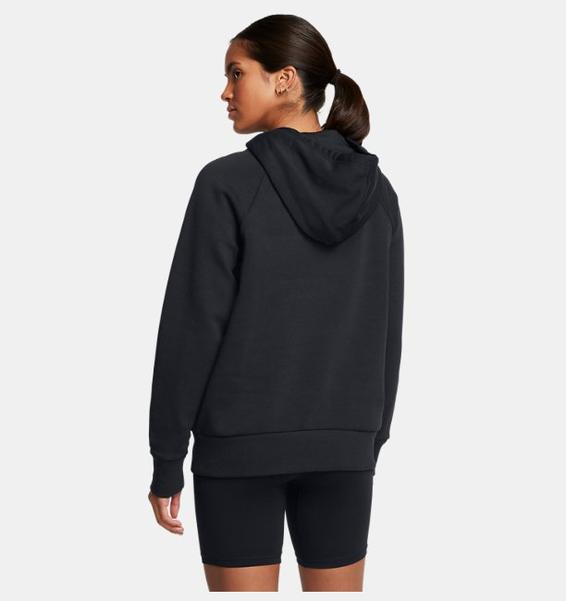 Siyah Kadın UA Rival Fleece Wordmark Kapüşonlu Üst