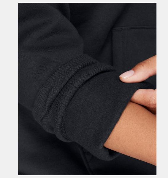 Siyah Kadın UA Rival Fleece Wordmark Kapüşonlu Üst