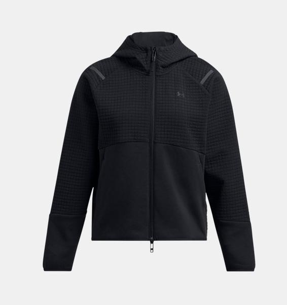 Siyah Kadın UA Unstoppable Fleece Grid Tam Fermuarlı Sweatshirt