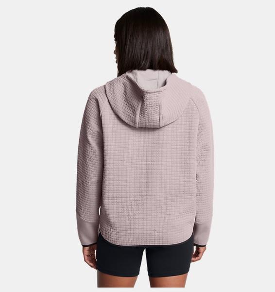 Gri Kadın UA Unstoppable Fleece Grid Tam Fermuarlı Sweatshirt