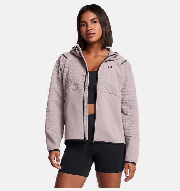 Kadın UA Unstoppable Fleece Grid Tam Fermuarlı Sweatshirt Gri