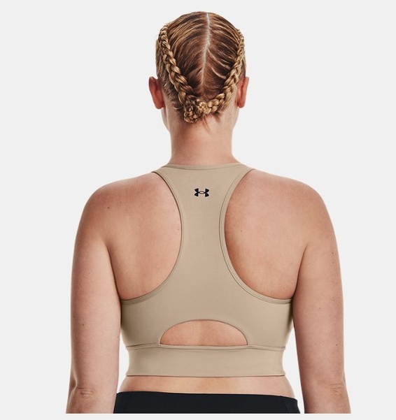 Kahverengi Kadın UA Meridian Zip Crop Spor Sütyeni