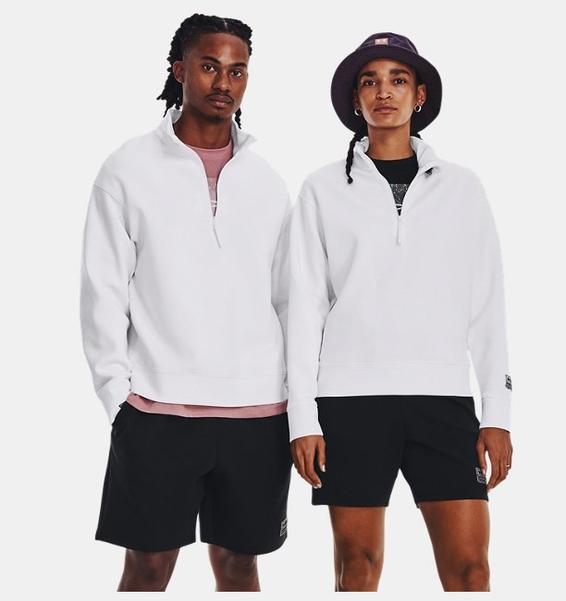 Beyaz Unisex UA Summit Örgü ½ Fermuarlı