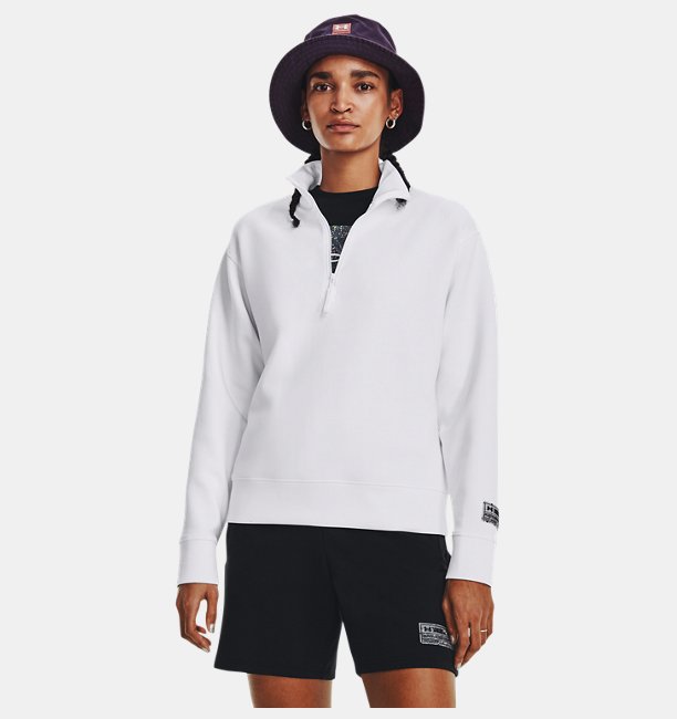 Unisex UA Summit Örgü ½ Fermuarlı Beyaz