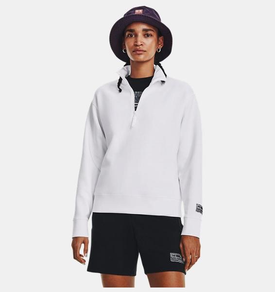 Beyaz Unisex UA Summit Örgü ½ Fermuarlı
