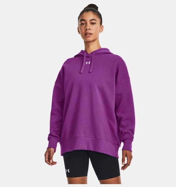 Mor Kadın UA Rival Fleece Oversized Kapüşonlu Üst