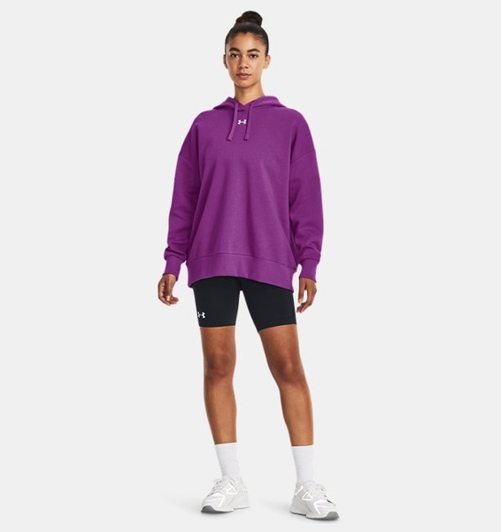 Mor Kadın UA Rival Fleece Oversized Kapüşonlu Üst