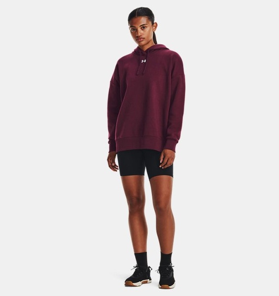 Bordo Kadın UA Rival Fleece Oversized Kapüşonlu Üst